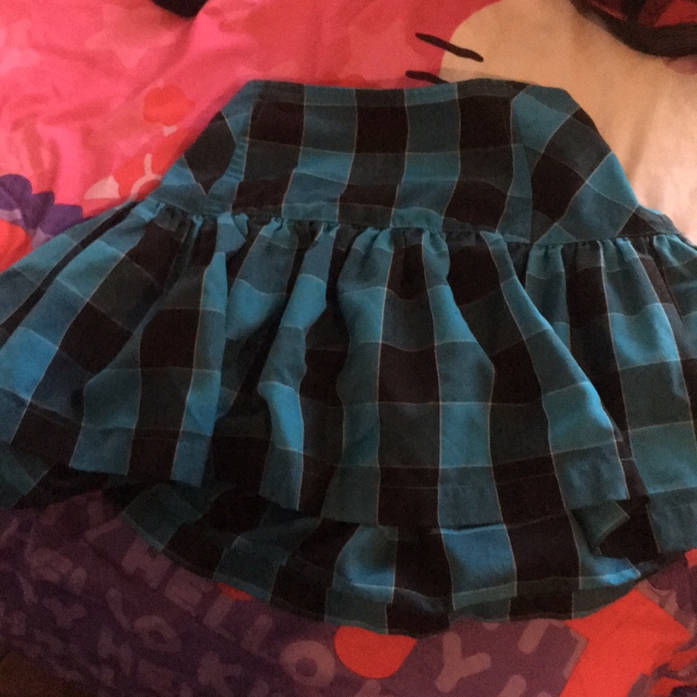 Blue and black plaid skirt